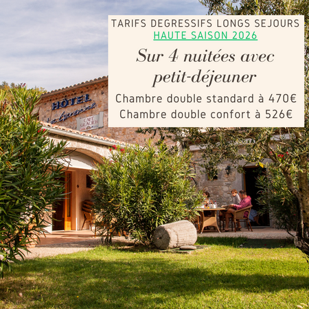 annonce des tarifs degressifs sur 4 nuits avec petit déjeuner chambre double haute saison